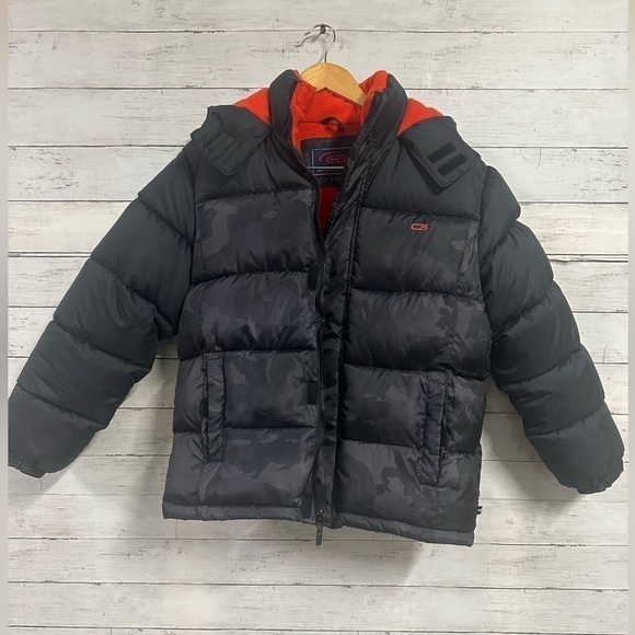 CB Sport Boys Black Puffer Camouflage Print Jacket - Picture 2 of 8